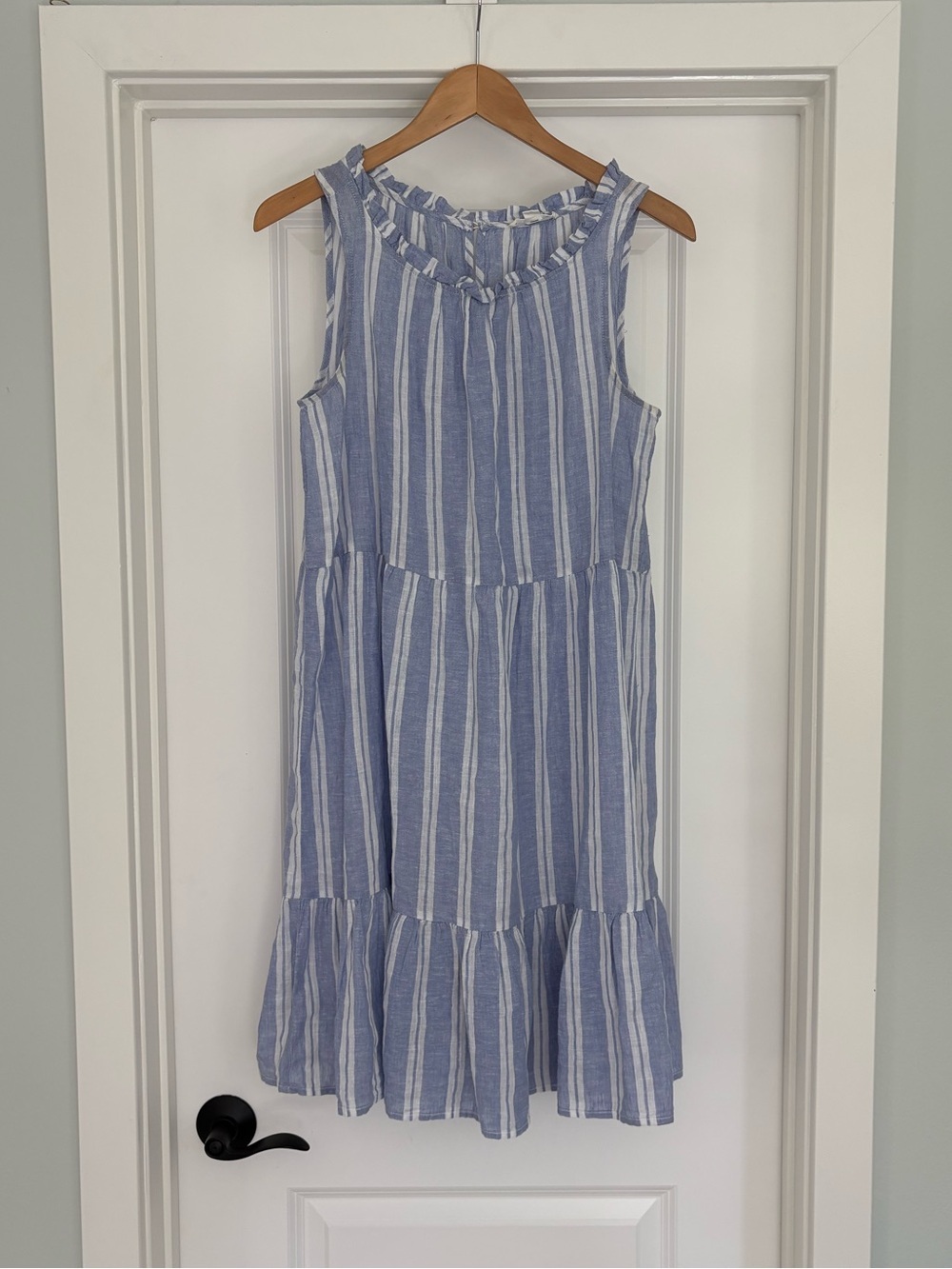 BeachLunchLounge Linen Cotton Striped Midi Dress S
